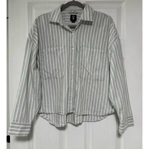 Vans Women's Cotton Striped Button Down Long Sleeve Shirt Size Medium